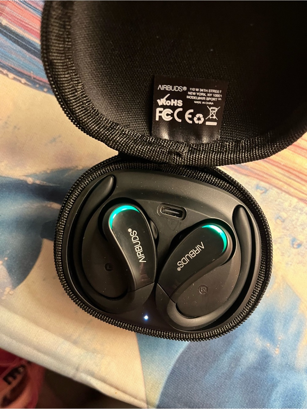 AirBuds True Wireless Earbuds with Charging Case - Black with Teal Accents